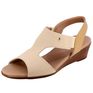 Imagem de Sandalia Feminina Anabela Baixa Conforto Casual Usaflex