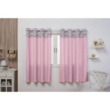 Imagem de Cortina Infantil Quarto De Bebe 2,80 X 1,70M Nuvem Rosa - Bg Enxovais