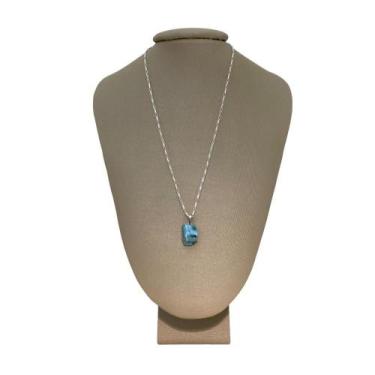 Imagem de Colar Cadeado Prata 925 Larimar Bruto - Ponte Vecchio Joias