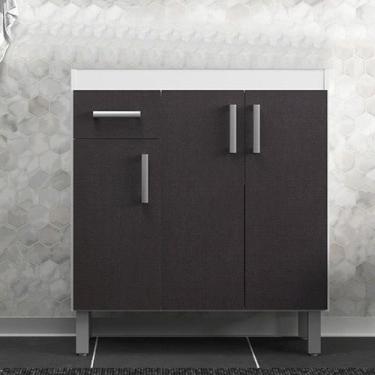 Imagem de Gabinete de Banheiro 80cm sem Lavatório Ref 581 Cewal - Branco/Grafite