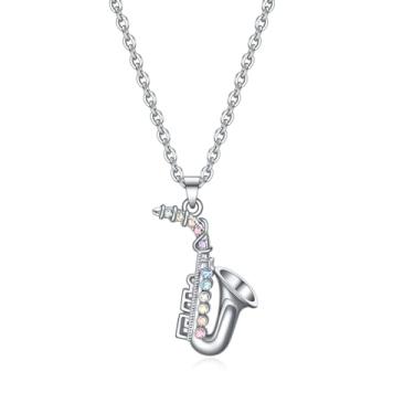 Imagem de VEEHOO Colar de violino/guitarra/piano/trompete/saxofone, harpa/tambor/violoncelo para meninas, mulheres, amantes de música, joias presentes para mulheres e meninas, Strass, Strass