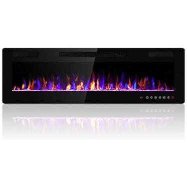 Imagem de Lareira Elétrica de Embutir A45x127L com Controle Remoto e Temporizador, 110V, Electactic, Preta