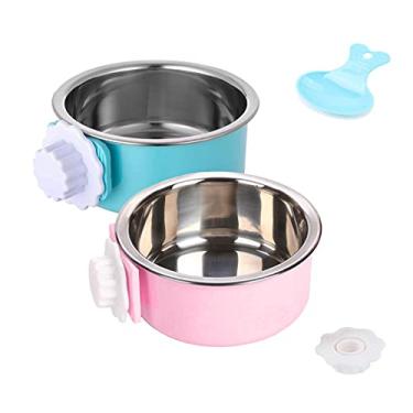 Imagem de Tigela de aço inoxidável para cães, tigela de água removível para pendurar, copo de galinheiro, tigelas de gaiola com suporte de parafuso para cães, filhotes, gatos, coelhos, pássaros, pequenos animais (grande (pacote com 2))