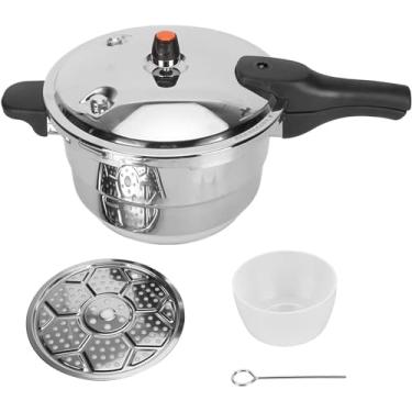 Imagem de Panela de pressão de aço inoxidável com rack de vapor 5L Canner de pressão compatível com fogões a gás e indução 22 cm de diâmetro interno, 8L