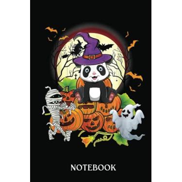 Imagem de Funny Halloween Panda Boo Pumpkin for Men Women: Vintage Halloween Themed Notebook For Kids And Adults. Witch, Frogs & Bats Familiars, Dot Grid, 120 Pages