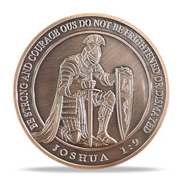 Imagem de Conjunto de presente de moedas religiosas cavaleiro da fé | Medalhão inspirador do versículo da Bíblia | Presentes baseados na fé para encorajamento espiritual para homens e mulheres