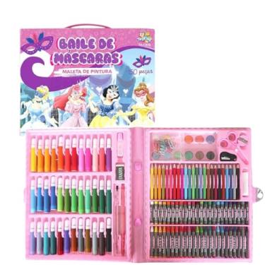 Imagem de KIT Escolar 150 Peças Pintura Baile de Máscaras Infantil Menina Com desenho para pintar