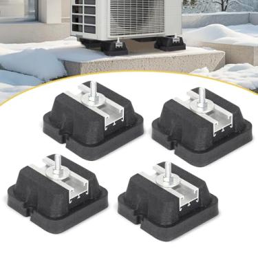 Imagem de Powrocket Base de montagem no chão para mini ar condicionado split, 4 unidades de montagem isoladora antivibração, kit de base de borracha para mini bomba de calor AC dividida sem dutos, compressor de