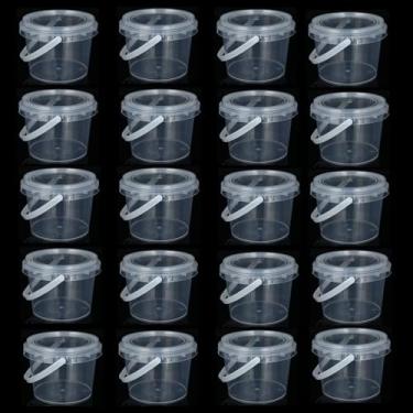 Imagem de Lobergel Pacote com 20 recipientes de lodo de 17 onças, baldes de lodo vazios de 500 ml com tampas e alça à prova d'água, potes de armazenamento de plástico mini armazenamento para fabricaçã