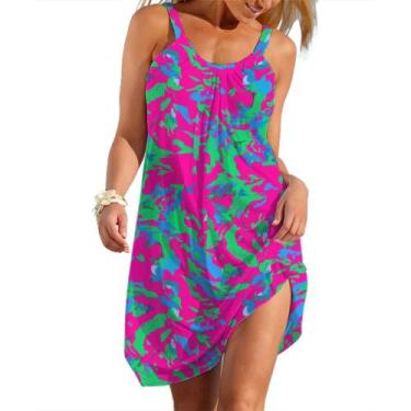 Imagem de Vestido Boêmio Tie Dye Feminino - Verão, Sem Mangas, Casual e Respiráv