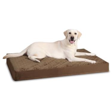 Imagem de NUPIDA Camas ortopédicas para cães extragrandes à prova d'água com capa lavável removível e fundo antiderrapante, colchão acolchoado para cães, 128 x 73 cm, marrom