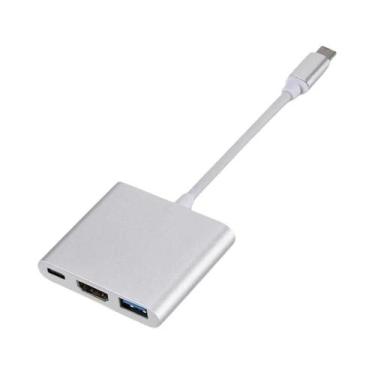 Imagem de Hub USB-C 100W 3 em 1 com USB 3.0 e HDMI - Compatível com MacBook, Sur