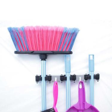 Imagem de Suporte Multiuso Parede Porta Vassoura Rodo Chaves 3 Pçs 2 Ganchos - S