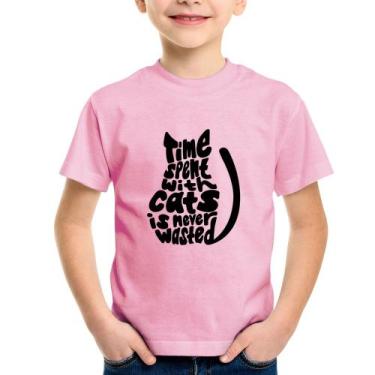 Imagem de Camiseta Infantil Time spend with cats is never wasted - Foca na Moda,