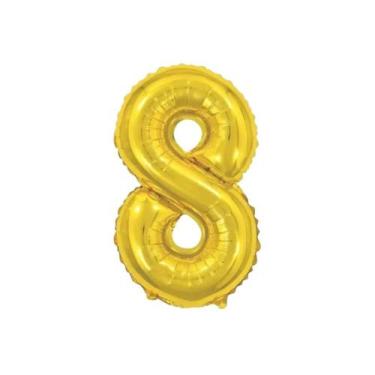 Imagem de Bexiga Balão Metalizado 30 Polegadas 75cm Dourado Número 8 - Warna