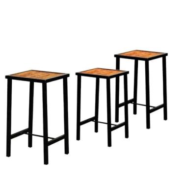 Imagem de Jogo 3 Banqueta Baixa Industrial Preta Madeira Imbuia