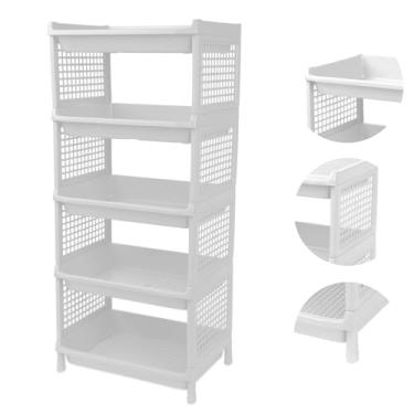 Imagem de Prateleira Estante De Plástico 5 Andares Multiuso Desmontável 40x28x90cm Elloplas - Branco