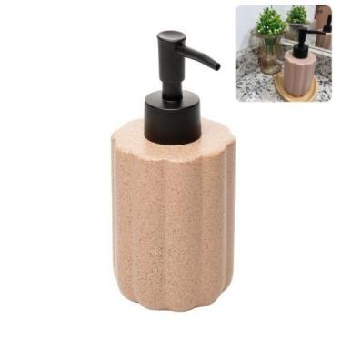 Imagem de Porta Sabonete Líquido Flor em Cerâmica Granilite Nude 300ml - Lyor