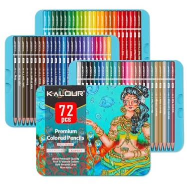 Imagem de 72 lápis de cor profissional para desenhar lápis de cor em uma caixa de lata para adultos artistas profissionais desenhando esboços, sombreamento e coloração