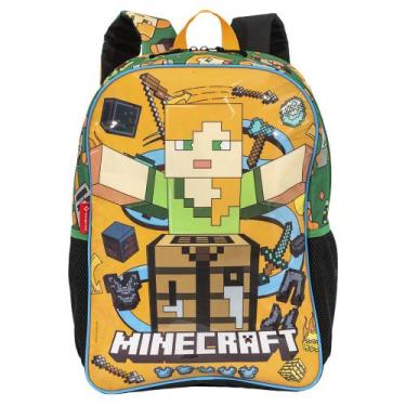 Imagem de Mochila De Costas Escolar Grande Minecraft Funtage Sestini, Laranja