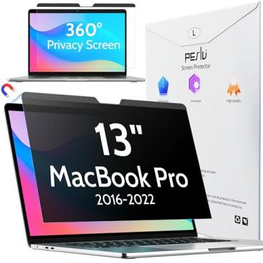 Imagem de Peslv Tela magnética de privacidade de 360° para Macbook Pro de 13 polegadas (2016-2022, M1, M2), protetor de luz azul antireflexo fosco removível, filtro de segurança privada de 4 vias para laptop