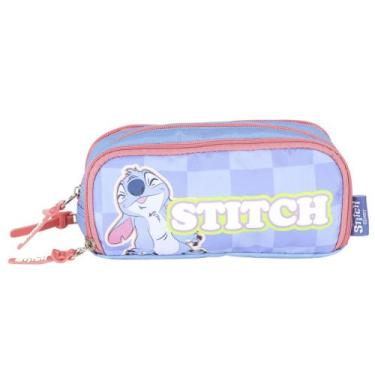 Imagem de Estojo Escolar 3 Compartimentos Escolar Disney Stitch - Luxcel, Azul