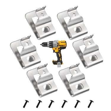 Imagem de Pacote com 6 clipes de cinto de aço inoxidável para ferramentas elétricas Dewalt 20V (N268241, N086039) - Compatível com os modelos DCD980, DCD985, DCD980L2, DCD985L2 - Inclui parafusos e ganchos de