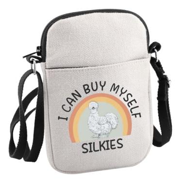 Imagem de JNIAP Bolsa tiracolo Silkie Chicken Gift I Can Buy Myself Silkies, presente para entusiastas de aves para mulheres, Buy Myself Silkies Cb