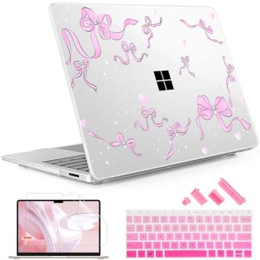 Imagem de May Chen Capa compatível apenas com Microsoft Surface Laptop 7 Windows PC 2024+ de 13,8 polegadas com CPU ARM e Copilot+ alimentado por IA, capa rígida de plástico com capa de teclado, arco pérola