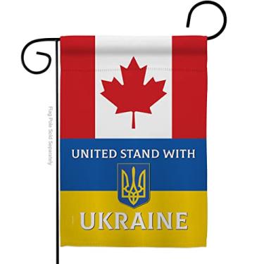 Imagem de Americana Home & Garden Suporte do Canadá com a bandeira do jardim da Ucrânia Suporte Causa Decoração de casa Banner Pequeno Presente de dois lados, Feito nos EUA