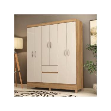 Imagem de Guarda-roupa Casal 2 Gavetas 6 Portas Demóbile Flash II, Amêndola e Of