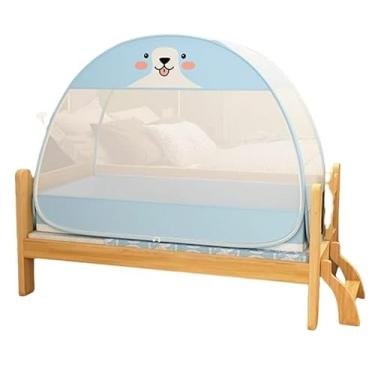 Imagem de Mosquiteiro portátil dobrável para cama - design de desenho animado, rede mosquiteira de viagem leve e compacta para jovens/adolescentes, vários tamanhos para uso interno/externo (azul, 65 x 110 x 110