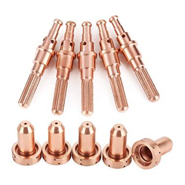 Imagem de Grcfumo 5 PCs Cutter plasma Dicas de bico de plasma, ponta da tocha de plasma de cobre, bico de corte de plasma de eletrodo resistente para SL60 100