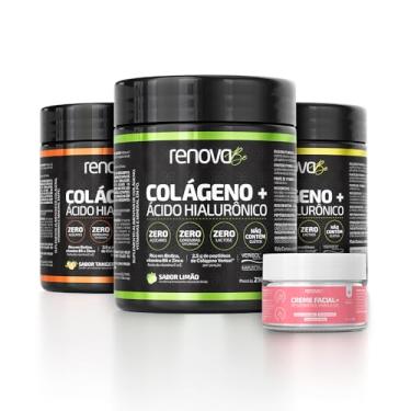 Imagem de Kit 3 Colágenos Hidrolisado Verisol Ácido Hialurônico Tratamento Anti-idade para Todos os tipos de pele + Creme Facial Retinol Noturno Renova Be