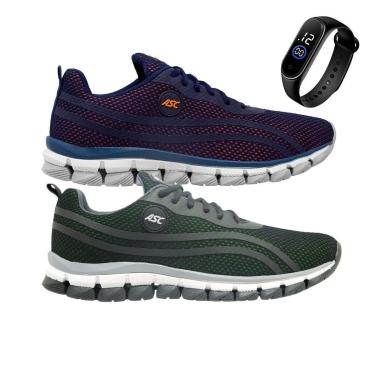 Imagem de Kit 2 Tênis Gmm Shoes Para Treino Academia Resistente Caminhada + Relógio Masculino-Masculino