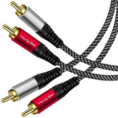 Imagem de Yeung Qee Cabo RCA de 1,8 m, 2RCA macho para 2RCA macho para cabo subwoofer estéreo de áudio auxiliar trançado de nylon para Home Theater, HDTV, amplificadores, sistemas Hi-Fi, alto-falantes (2 metros