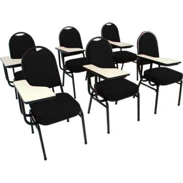Imagem de Kit com 6 Cadeiras Universitária para Auditórios Linha Hotel Preto