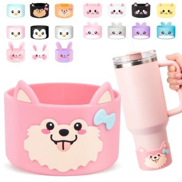 Imagem de Tizuxa Para Stanley Boot, bota de silicone para cachorro fofo Stanley Cup 1,134 g Quencher Adventure Tumbler, bota de garrafa de água para Stanley Iceflow 20 850 g, botas Stanley Cup acessórios capa