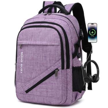 Imagem de Mochila FENGDONG Large Laptop 17,3" impermeável roxa clara