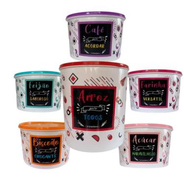 Imagem de Potes Kit Jogo Porta Mantimento 6 Peças De Plástico Colorido - A2B Pre