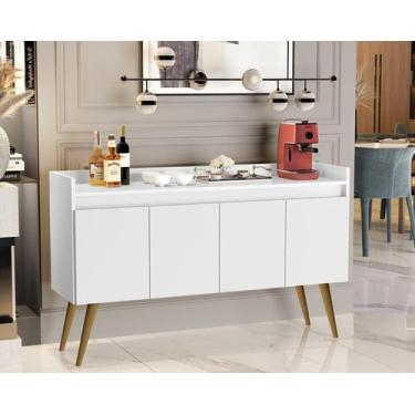 Imagem de Aparador Buffet Sala 4 Portas Turquesa Pés Palito Madeira Maciça - Div