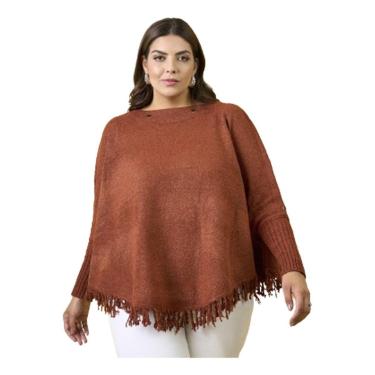 Imagem de Blusa Poncho Tricot Mousse Premium Super Grosso Plus Size Lã-Feminino