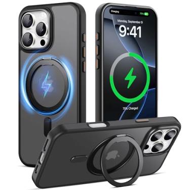 Imagem de Capa projetada para iPhone 16 Pro Max com suporte magnético invisível [proteção militar contra quedas] [compatível com MagSafe] [ótima sensação de aderência] capa transparente à prova de choque, fina