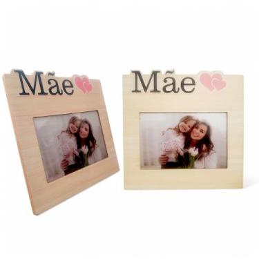 Imagem de Porta Retrato 10x15 Mãe Coração Decoração Madeira Horizontal - MultiA,