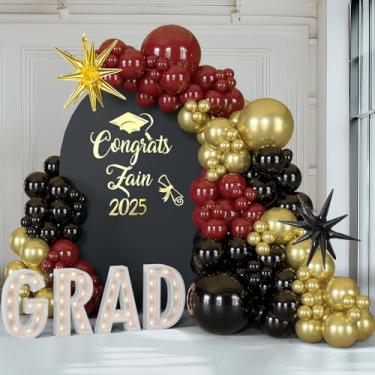 Imagem de BlissBash 128PCS Black Gold Burgundy Balloon Arch Garland Kit with Exploding Star Balloons for Party Decoration, Birthday, Christmas, Graduation, New Year
