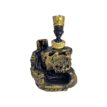 Imagem de Incensario cascata Nefertiti preto e dourado 12 cm resina - Lua Mistic
