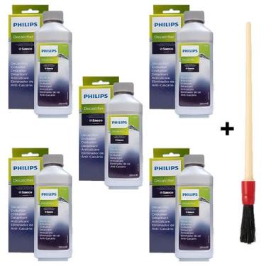 Imagem de Kit 5 Descalcificante 250ml + Pincel Limpeza Máquinas Saeco - Philips