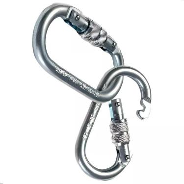Imagem de Kit 30 Mosquetão Aço Oval Rosca 25Kn Trava Dupla Para Altura