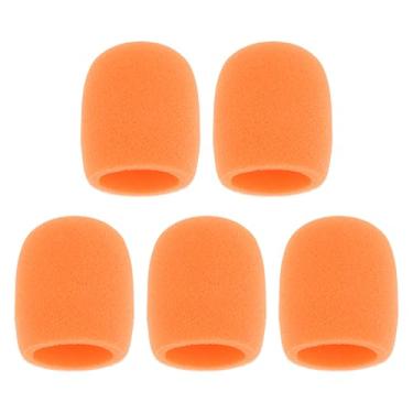 Imagem de OriGlam 5 capas de microfone de espuma grossa para microfone de mão, para-brisas, capa de microfone lavável com filtro pop para desempenho KTV (laranja)