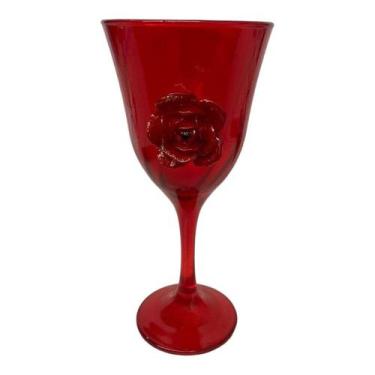 Imagem de Taça Vermelha Pomba Gira Lirio Rosa Super luxo 330 ml -Vidro - Lua Mís
